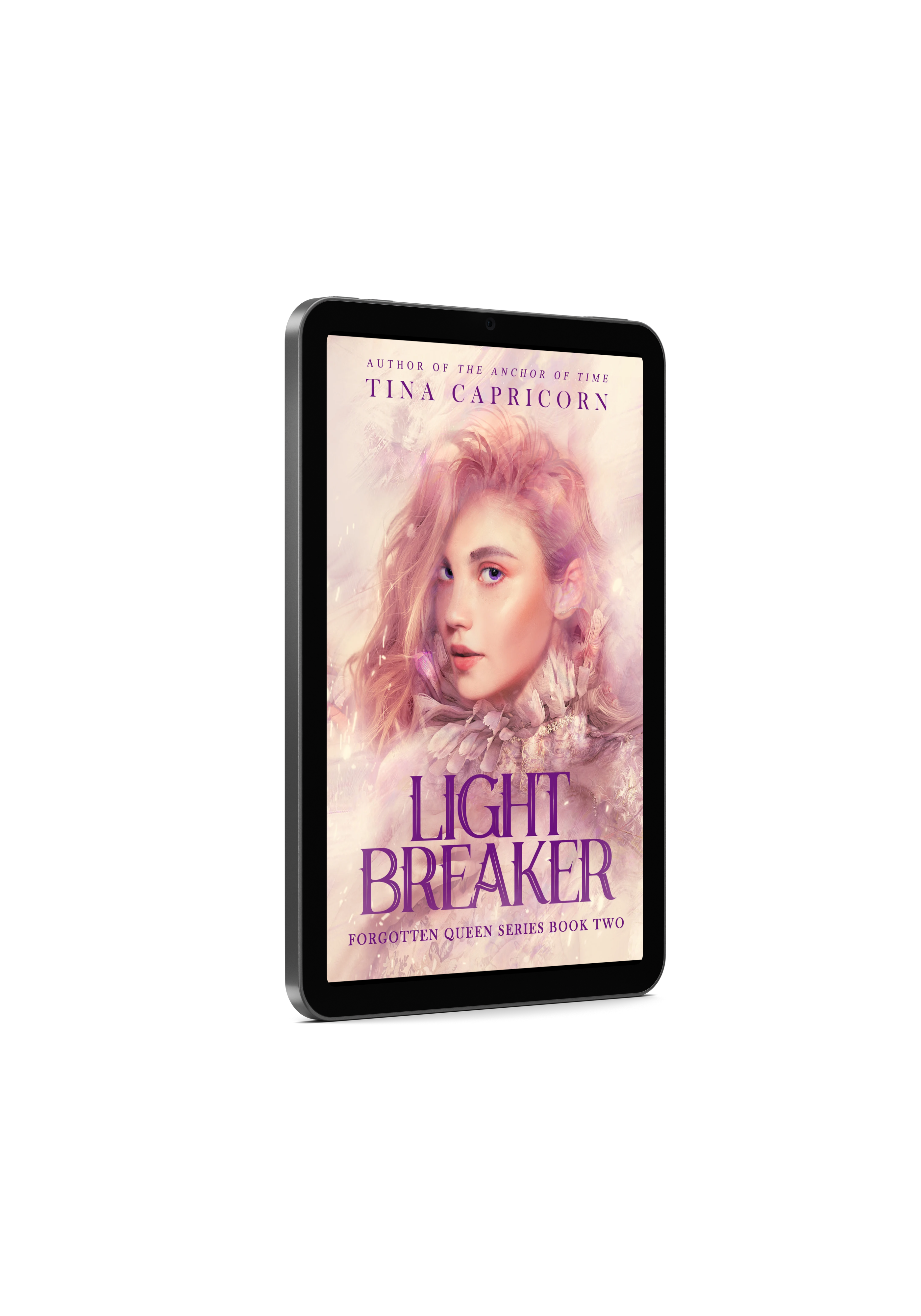 An Ipad mini with the cover of Lightbreaker displayed.